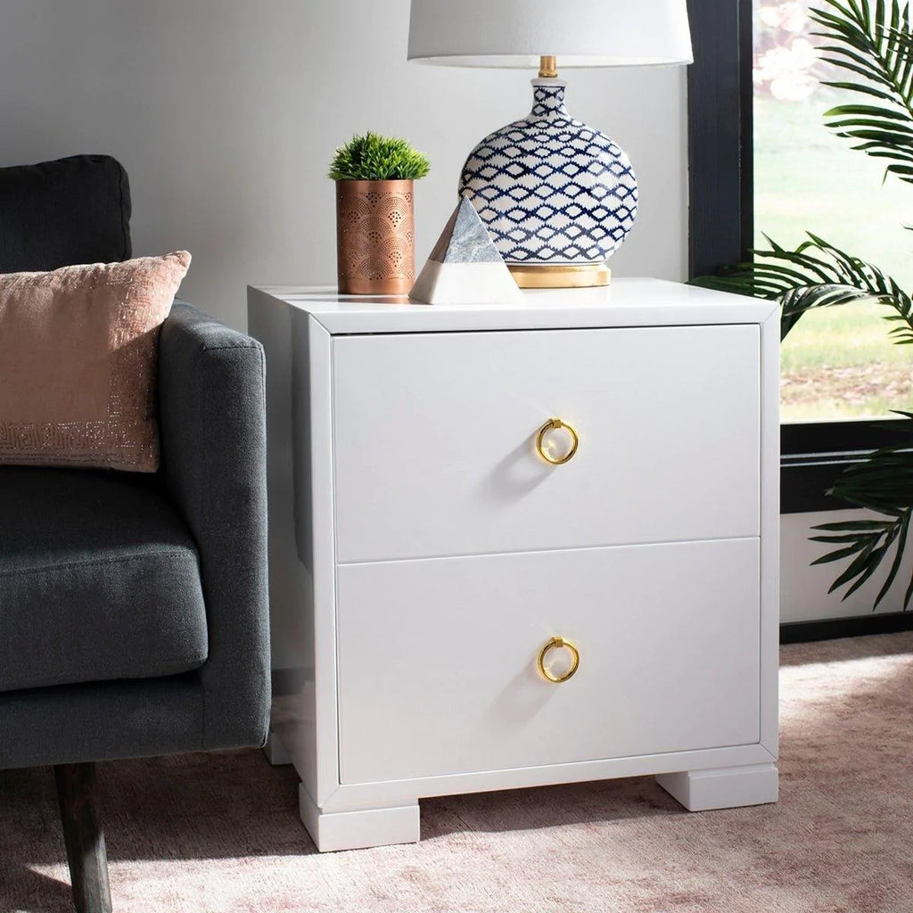 White Chest Cabinet with Gold Pulls - Side & Accent Tables - The Well Appointed House