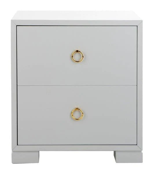 White Lacquer Side Table with Brass Ring Pulls - Side & Accent Tables - The Well Appointed House
