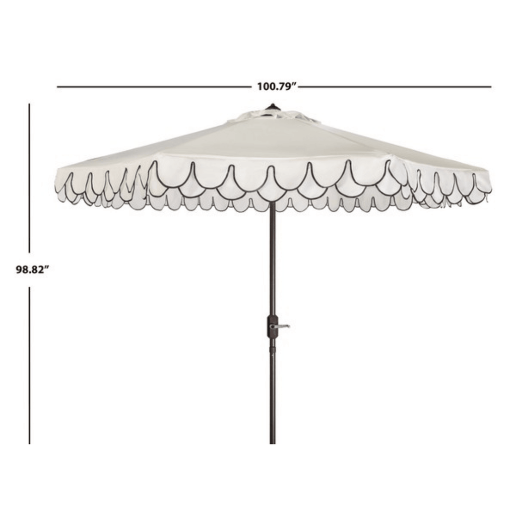 White Two Tier Scalloped Outdoor Umbrella With Black Trim - Outdoor Umbrellas - The Well Appointed House