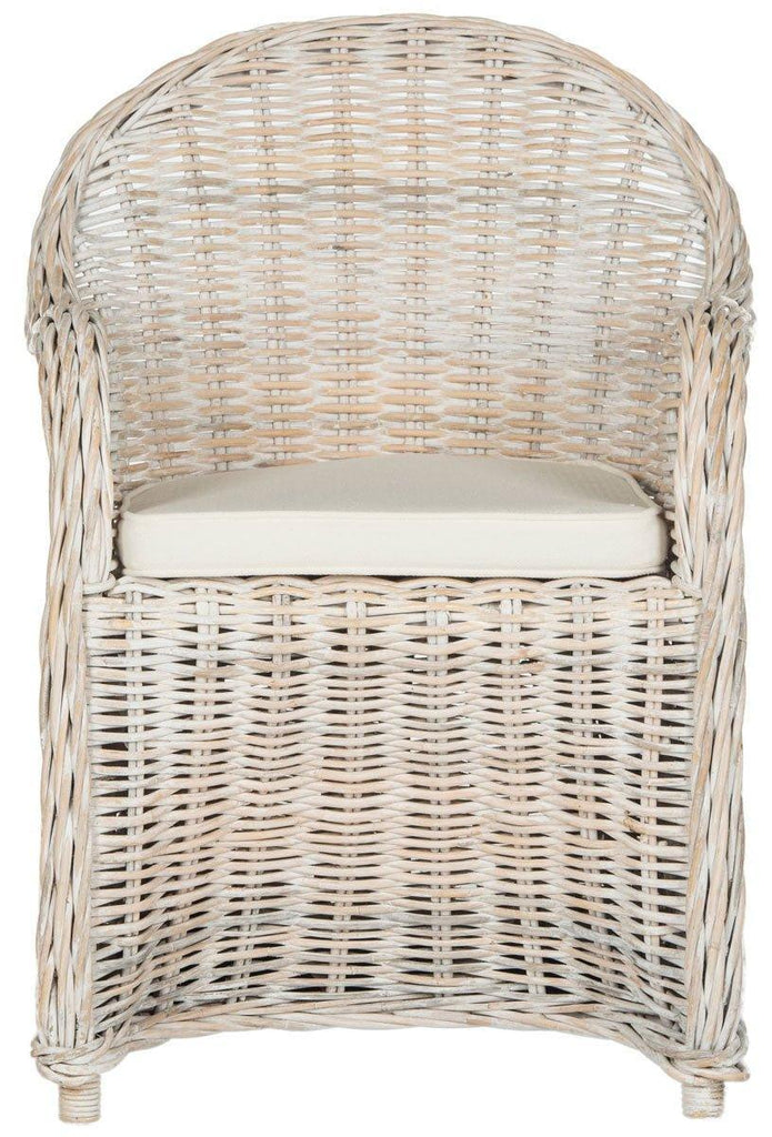 White Washed Wicker Club Chair - Accent Chairs - The Well Appointed House